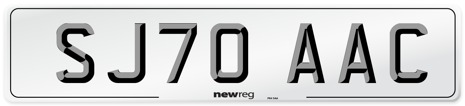 SJ70 AAC Number Plate from New Reg